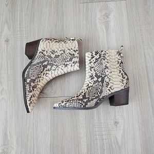 Womens Franco Sarto Snakeskin Ankle Booties